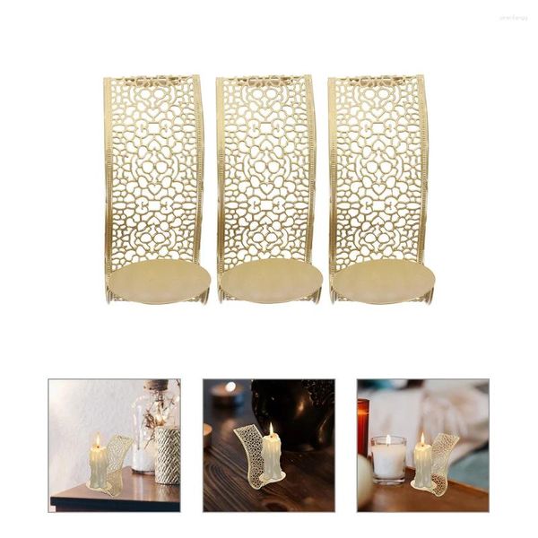 Titulares de vela 3pcs Metal Wall Pendurado Sconce Holder Montado Tealight Stand