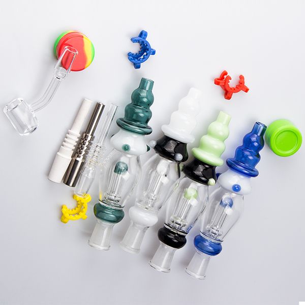 NC039 Coletor de Néctar Dab Rig Bongo de Vidro Tubos de Fumar 10mm 14mm Unhas de Quartzo Cerâmica Quartz Banger Prego Clip Colorido Cerca de 6,41 Polegadas Tubo Calabash Bubbler Bongs