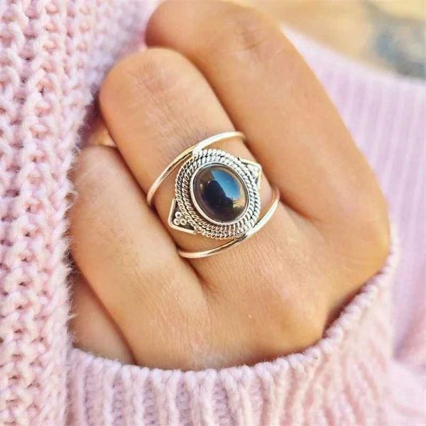 Band Rings Lüks Siyah Taş Yüzük Zirkon Gelin Nişan Düğün Partisi Kadın Partisi Takı Moda Aksesuarları Hediyeleri 240125