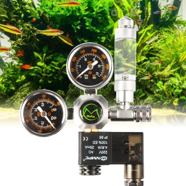 Ausrüstung Zweistufige CO2-Regler mit integriertem Magnetventil für Aquarien CO2-Kit-System für bepflanztes Aquarium Aquariumzubehör