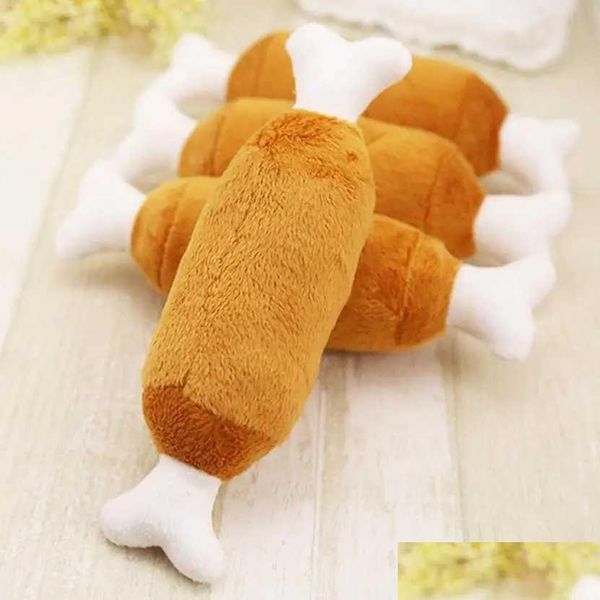 Giocattoli per cani mastica Pet Cat Fleece Cosce di pollo P Squeak Chew Sound Toy Adatto per piccole e medie durabilità Consegna a goccia Giardino domestico Su Dhdzc