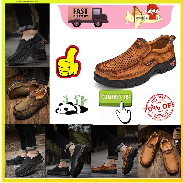 Wanderschuhe, lässige Plattform, flach, Luxus-Designer-Lederschuhe, echtes Leder, übergroße Loafer für Herren, rutschfeste, verschleißfeste Trainings-Sneaker aus Leder