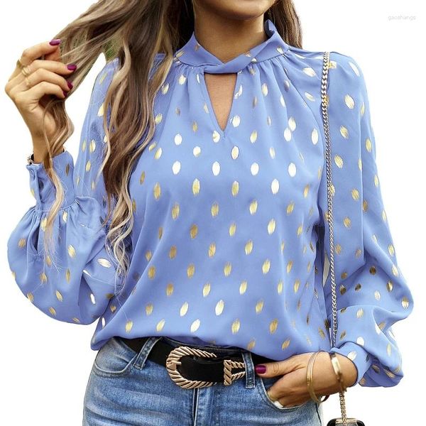 Frauen Blusen Elegantes Hemd Herbst V-ausschnitt Chiffon Langarm Top Damen Shirts Formale Blusa Mujer