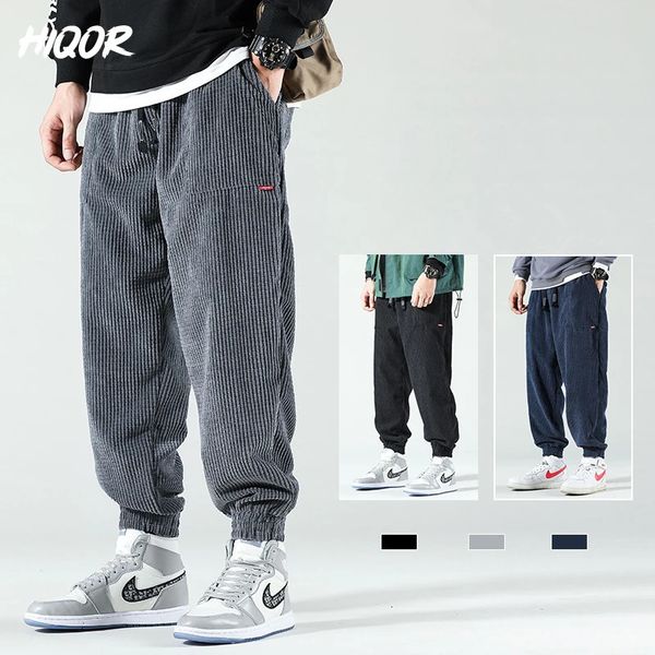 HIQOR Uomo Autunno Inverno Velluto A Coste Pantaloni Della Tuta Da Uomo Baggy Jogging Moda Streetwear Casual In Pile Pantaloni stile harem Più Il Formato 5XL 240122