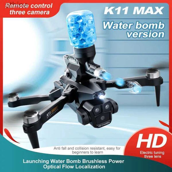 Droni Drone senza spazzole RC da 2,4 GHz Lancio di bombe d'acqua con tre telecamere Localizzazione del flusso Controllo remoto Giocattoli volanti Posizione Hover YQ240129