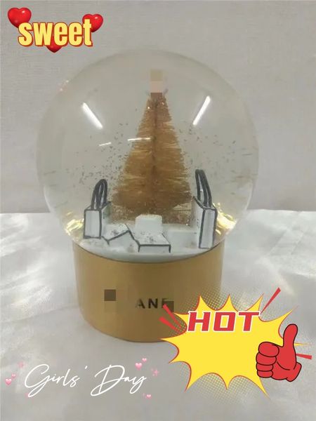 Edizione C Classics Palla di neve dorata di Natale con bottiglia di profumo all'interno della sfera di cristallo per un regalo VIP speciale per compleanno