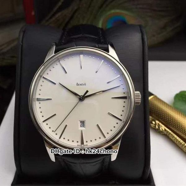 Vendita di NUOVO 42mm Patrimony 85180 000G-9230 orologio automatico da uomo asiatico 2824 movimento quadrante bianco orologi sportivi da uomo nero Leath2603