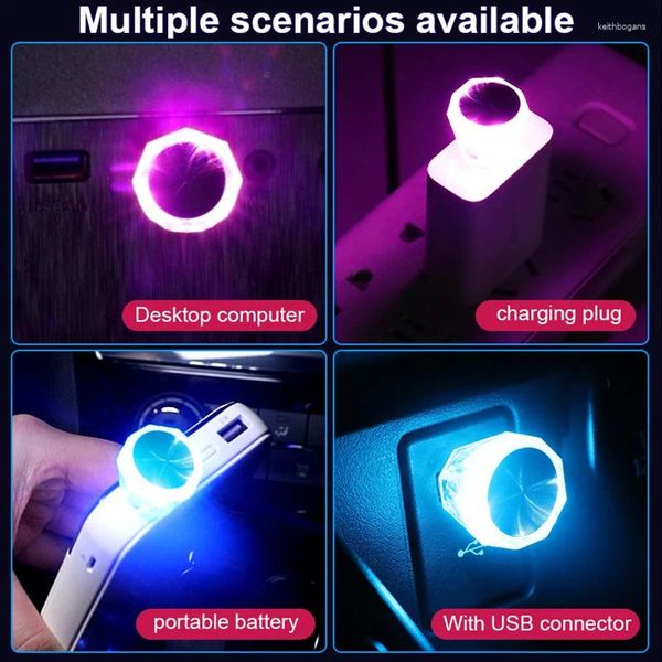 Tischlampen Car Mini USB LED Umgebungsleuchte dekorative Atmosphäre für die Innenumgebung Auto PC Computer Tragbares Plug Play