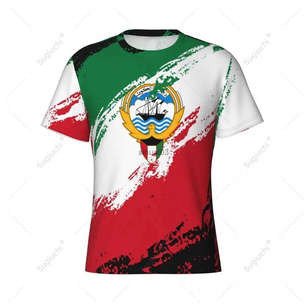 T-shirt da uomo Nome personalizzato Nunber Bandiera del Kuwait Colore Uomo T-shirt sportiva attillata Maglietta da donna per gli appassionati di calcio