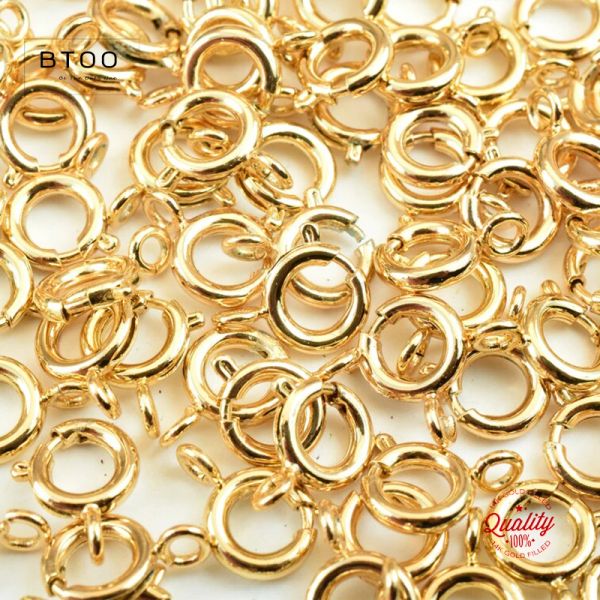 Bangle 14k ouro cheio de primavera anel fechos ganchos suprimentos por atacado para pulseiras colar fazendo descobertas de jóias artesanais