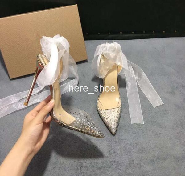 2024 vendita di alta qualità donne tacco cintura trasparente trapano scarpe eleganti sandali moda donna matrimonio retrò