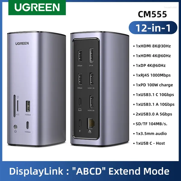 Estação de encaixe 12 em 1 USB C para 8K HDMI DisplayPort 