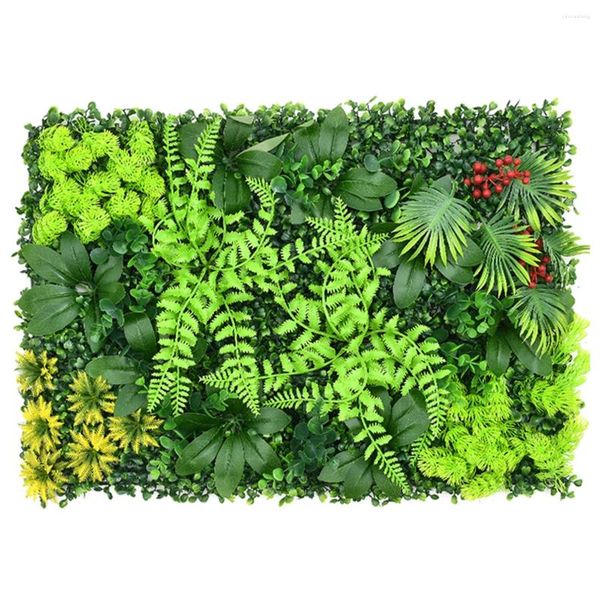 Flores decorativas planta artificial painel de parede decoração reutilizável grama encosto placa de plástico jardim falso plantas verdes pendurado cerca