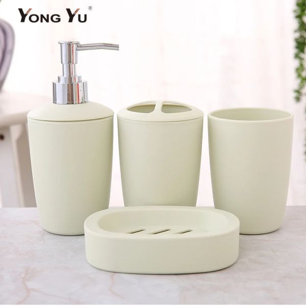 Set di accessori per il bagno Set 4 pezzi Dispenser di sapone Bottiglia Piatto Bagno Portaspazzolino Tazza Abito Decorazione della casa