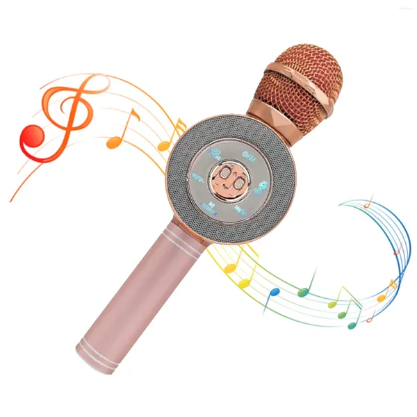 Mikrofonlar Bluetooth uyumlu KTV Hediye USB Şarj Edilebilir Kablosuz Mikrofon LED Işık Ev Şarkı Şarkı Şarkıları Evrensel Taşınabilir Handheld Party