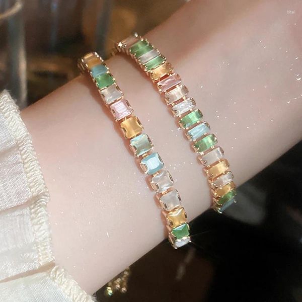 Braccialetti a maglie ALTERA Bracciale tennis di lusso colorato con zirconi geometrici, moda, colore chiaro, cristallo, elegante, regolabile, per regalo da donna