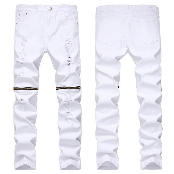 Herren Jeans Delessed Denim Stilvolle trendy zerrissene Mode zerstört coole Hosen Skinny Casual Urban S6ok