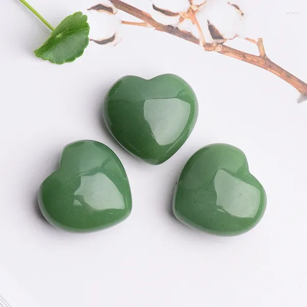 Estatuetas decorativas natural dongling jade pedra em forma de coração mini cristal polido cura decoração aling gemas diy casais lembrança presentes