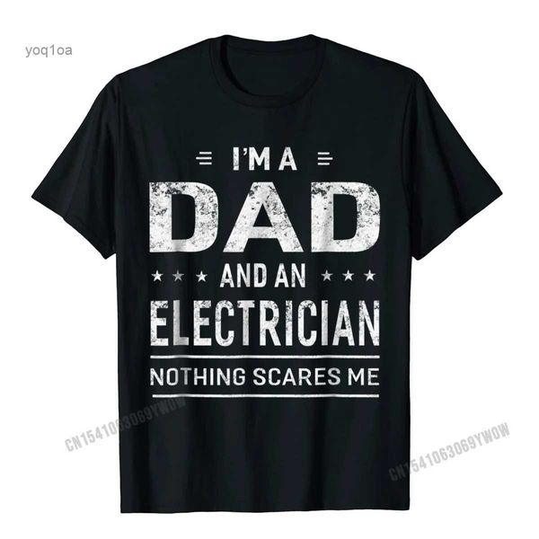 T-shirt da uomo Im A Dad And Elettricista Magliette da uomo Padre regalo divertente Camisas da uomo T-shirt classica aderente T-shirt da uomo in cotone Nuovo