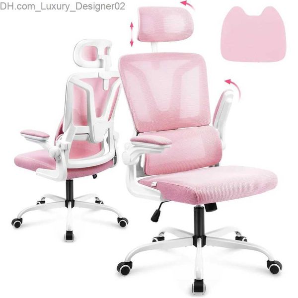 Outros móveis Cadeira de mesa de escritório de balanço Cadeira de escritório ergonômica rosa com suporte lombar Cadeiras de computador para jogos móveis Q240129