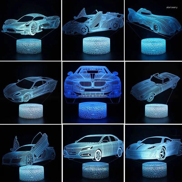 Nachtlichter Cool Supra Auto 3D-Licht LED 7/16 Farben ändern Kinder Beroom Atmosphäre Tischlampe Jungen Geschenke Spielzeug