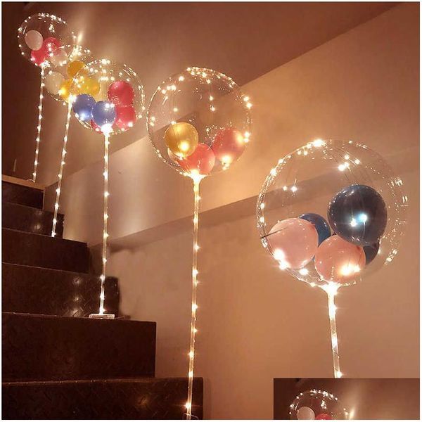 Party Dekoration Glow Balloons Column Stand Arch Home LED Konfetti mit Clips Hochzeit Ballonhalter Stick Y0622 Drop Lieferung Garde Dhmnn