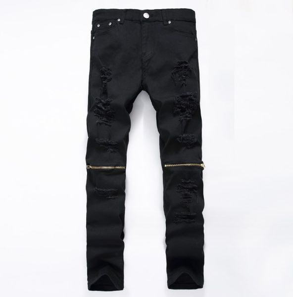 Jeans jeans intrecciato denim elegante alla moda alla moda strappato ha distrutto pantaloni freschi magri casual urbano 5nqm