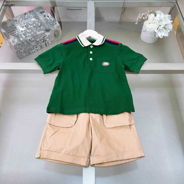 Camisetas de marca para niños, traje con logo bordado, Polo y pantalones cortos, talla 100-150, chándales de manga corta para niños y niñas de verano, Jan20