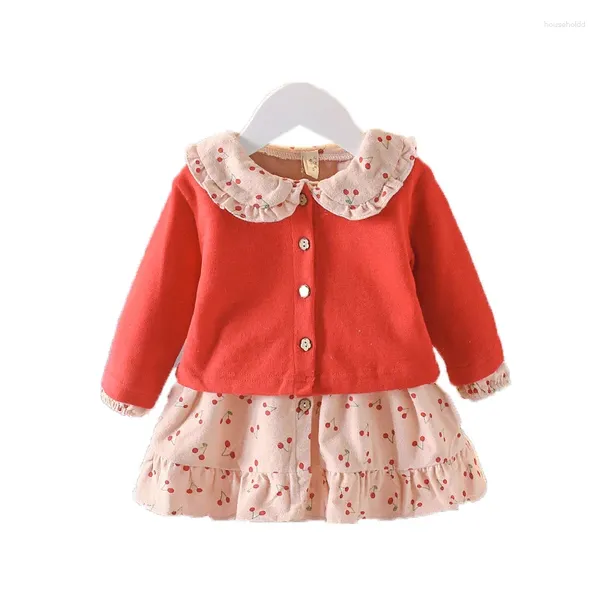 Vestiti dalla ragazza 2 pz/set ragazze fiori vestito da partito 2024 autunno bambini costumi casual bambini abiti floreali retrò bambino bambino abiti