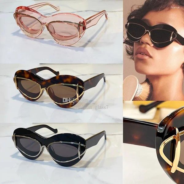 Occhiali da sole 2024 Cool Cat Eye per donna Moda Super Large Frame Street Po Top of the Line Confezione originale