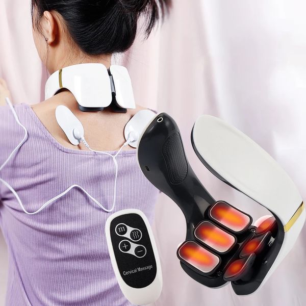 TENS Pulse Neck Massager Riscaldamento Sollievo dal dolore Tessuto profondo Trigger Point Massaggio Spalla Cervicale Relax 6 teste 240118