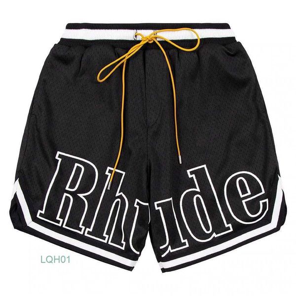 Мужские шорты дизайнерские шорты rhude мужские капсульные летние пляжные брюки сетчатый материал дышащий пот свободные фитнес-баскетбольные мужские короткие черные XYD4