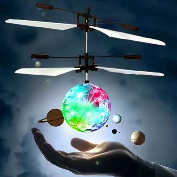 LED-Licht fliegende leuchtende Kugel RC Kinder fliegende Kugel Anti-Stress-Drohne Hubschrauber Infrarot-Induktionsflugzeug Fernbedienung Spielzeug Geschenke