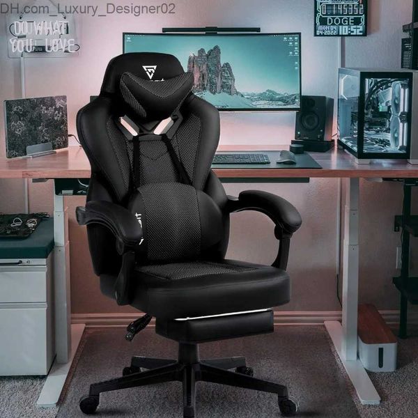 Altri mobili Sedie da ufficio Sedia da gaming in rete per persone pesanti Sedia da gaming Sedia da ufficio grande e alta per PC Gaming con massaggio (grigio scuro) Gamer Q240129