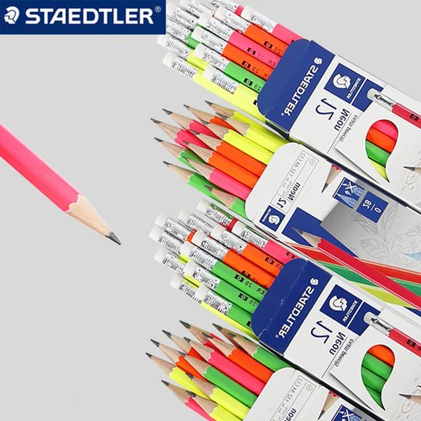 12pcs Alman Staedtler Pencil HB/2B Altıgen Ahşap Çubuk Öğrenci Eskiz Resim Okul Kırtasiye Sanat Malzemeleri 240118