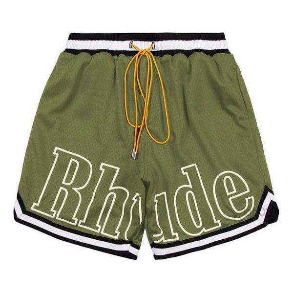 Herren-Shorts, Designer-Shorts, Rhude Herren-Kapsel, Sommer-Strandhose, Mesh-Material, atmungsaktiv, schweißfrei, locker, Fitness, Basketball, Herren-Shorts Yf13