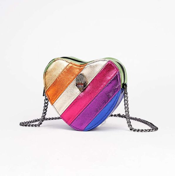 Kurt Geiger Damen Eagle Heart Rainbow Bags PU-Lederketten Kleine Umhängetasche Handtasche Luxusdesigner UK Clutch Bag Diamond