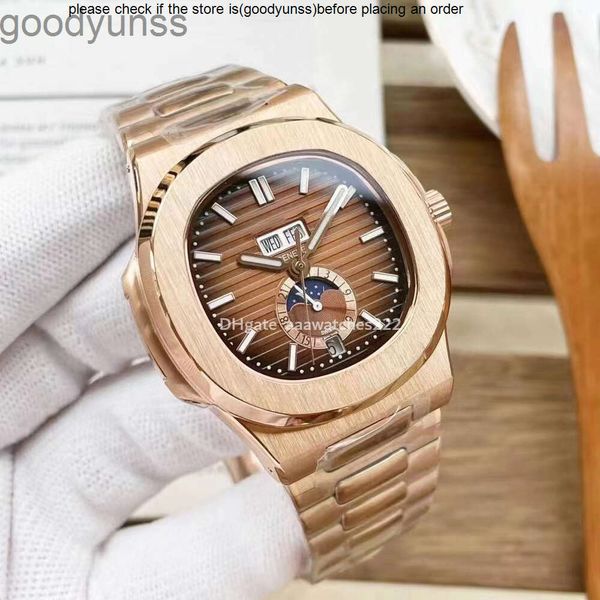 Patek-Phillippe Men Tasarımcı İçin Erkekler Saatler Mekanik Otomatik Kollwatch Fashion904L Paslanmaz Çelik 42mm Montre De Luxe Hediye 5726 Moon Wristwatches Luxur