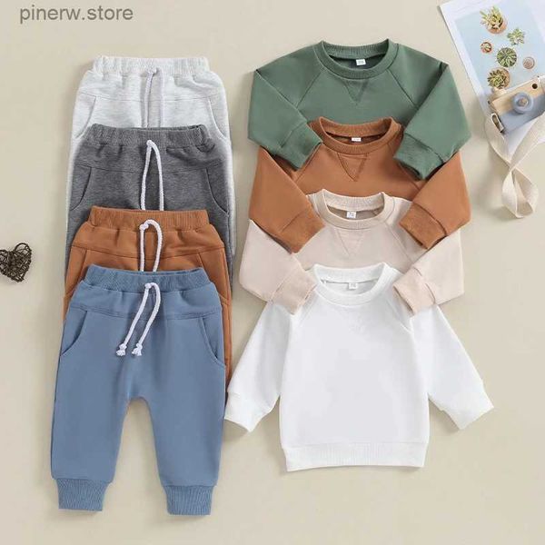 Conjuntos de roupas primavera outono 0-3years bebê recém-nascido menino 2 pçs conjunto de roupas cor sólida moletom calças da criança roupas roupa do bebê traje