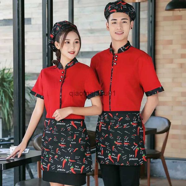 Andere Bekleidung Sommer Kellner Kurzarm Männer und Frauen Hotel Restaurant Essen Lieferpersonal Arbeitskleidung Restaurant Bar Uniform Halbarm Cu