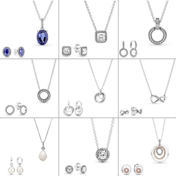 Ювелирные изделия для ожерелья устанавливают женские свадебные роскошные циркониевые сети кольцо ушной кольцо 925 Сертифицированное серебряное серебро. Оригинальная оптовая бесплатная доставка