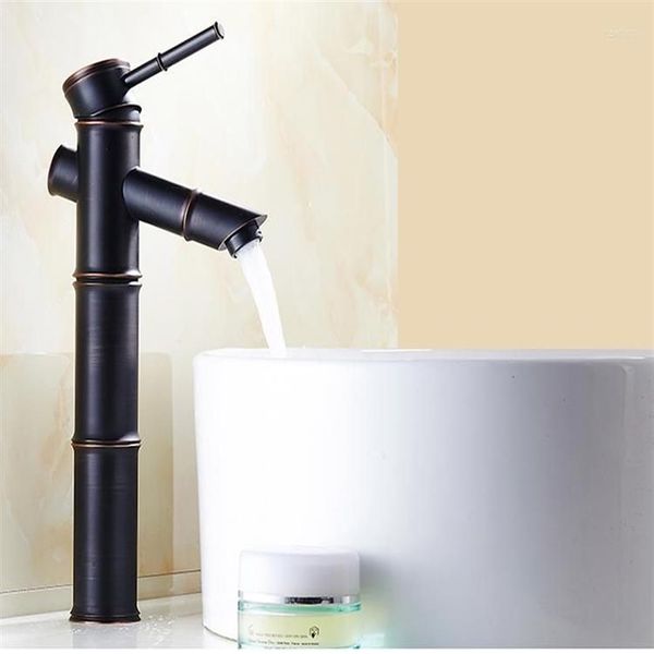 Rubinetti per lavandino del bagno 3 stili Ly Euro Elegante rubinetto nero Miscelatore per lavabo in stile bambù Rubinetti per acqua monocomando montati su piano232M