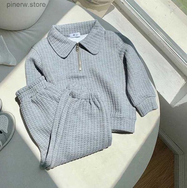 Set di abbigliamento Abbigliamento per bambini di 1-10 anni Primavera e autunno nuovo maglione a maniche lunghe per bambini set sportivo cerniera bavero casual due-