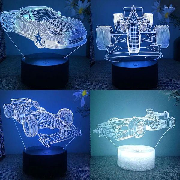 Nachtlichter Formel 1 F1 Rennwagen 3D-LED-Licht für Schlafzimmer Supercar Lavalampe Kinderzimmer Dekor Geburtstagsgeschenk Freund