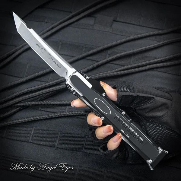 Coltello HALO serie VI-6 Clear Edition OTF Coltelli tascabili tattici EDC per autodifesa D2 Acciaio