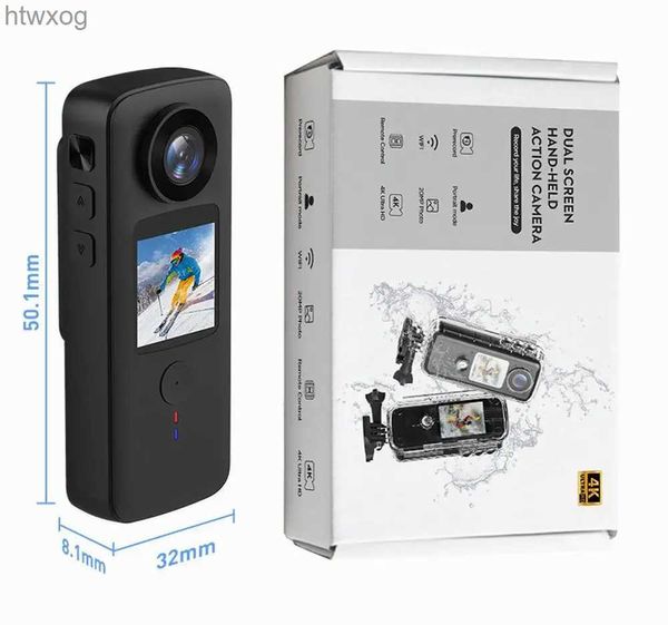 Спортивные экшн-видеокамеры 4K HD Экшн-камера с двойным экраном и защитой от сотрясений Подводный спорт DV Портативная камера для путешествий на открытом воздухе с водонепроницаемым чехлом YQ240129