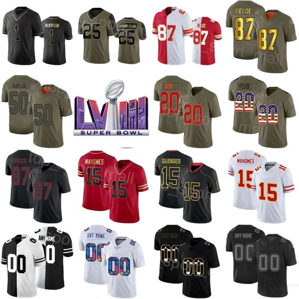 Masculino Super Bowls Futebol 1 Jerick McKinnon Jersey 97 Felix Anudike-Uzomah Patrick Mahomes Isiah Pacheco Clyde Edwards-Helaire Kadarius Toney Travis Kelce QiuZhang