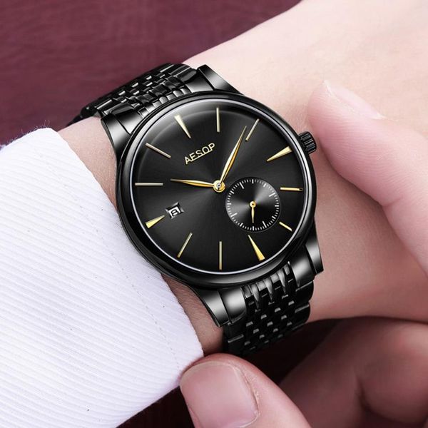 luxury Aesop Watch Men Automatic Mechanical Watch Sapphire Crystal Thin Wrist Wristwatch Minimalist Male Clock Men Relogio Masculi186b