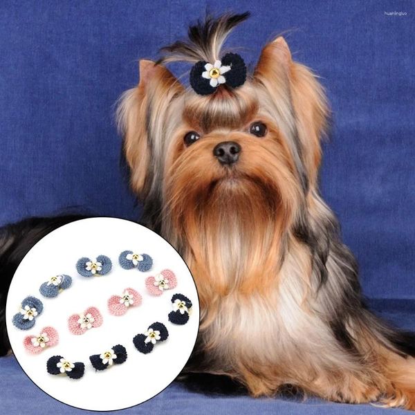 Ropa para perros 12 unids Accesorios para el cabello para mascotas Banda de cuerda elástica Cat Bowknot Forma Headwear