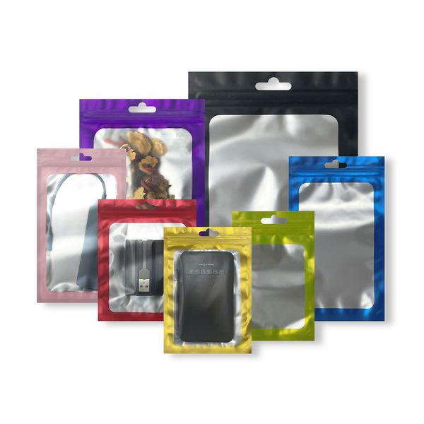 Borsa con chiusura a zip Borsa alluminizzata trasparente satinata colore opaco foglio di alluminio borsa testa gioielli regali borsa autosigillante per custodia del telefono copertura mobile